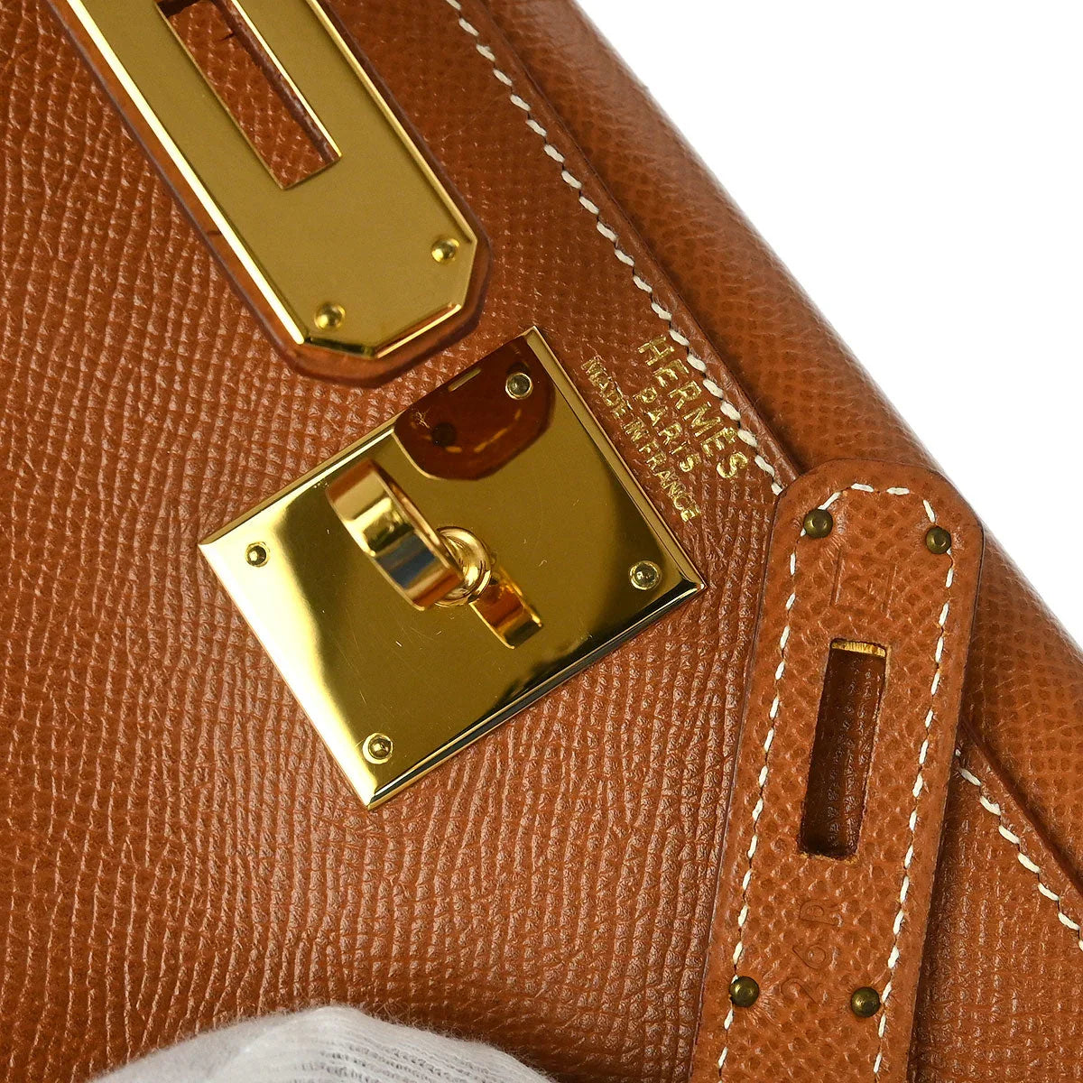 Hermes 1997 Gold Courchevel Kelly 28 Retourne 2way Shoulder Handbag