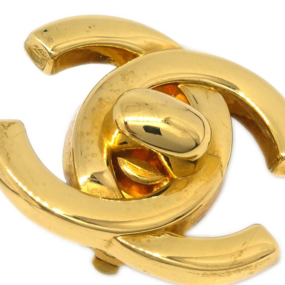 Chanel CC Turnlock Earrings Clip-On Gold Small 95A