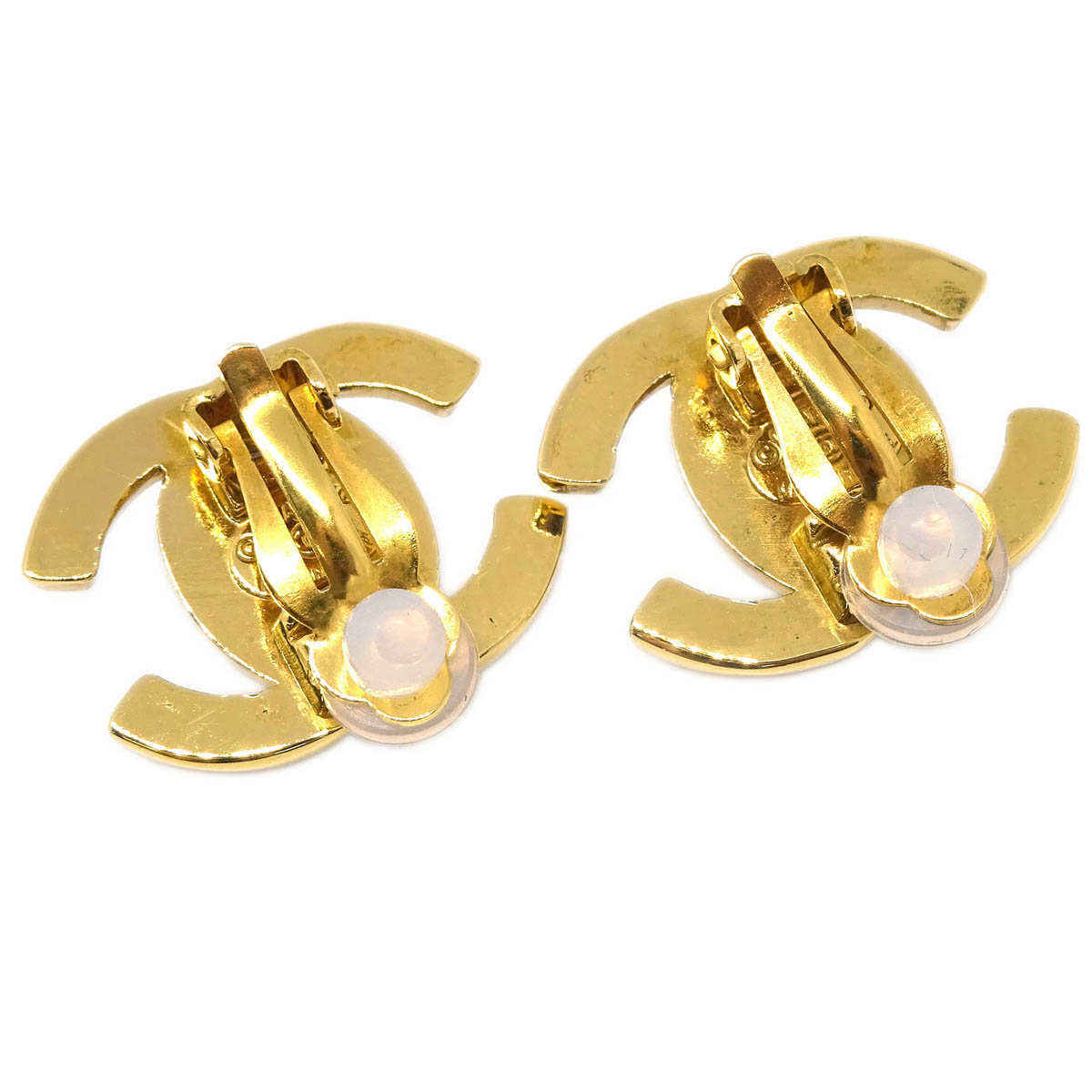 Chanel CC Turnlock Earrings Clip-On Gold Small 95A