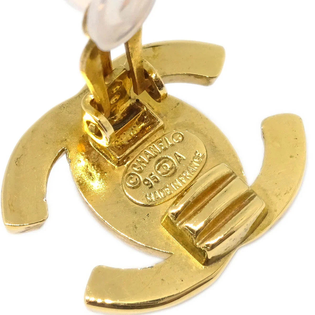 Chanel CC Turnlock Earrings Clip-On Gold Small 95A