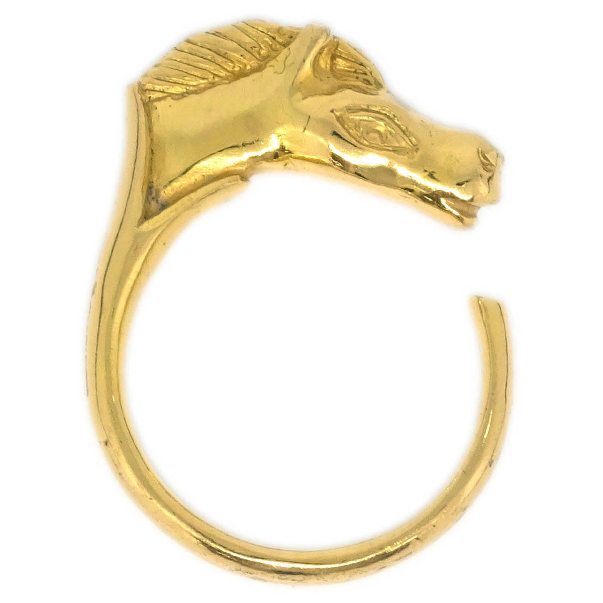 HERMES　リザード ゴールドリング　11 Hermes Horse Ring Gold #52 – AMORE Vintage Tokyo