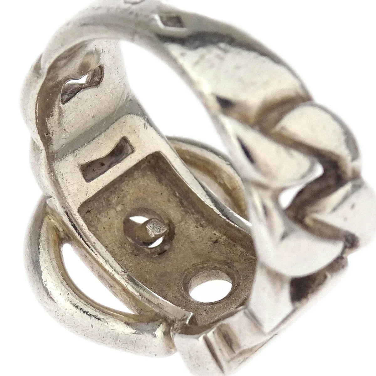 Hermes Boucle Sellier Ring Silver #48