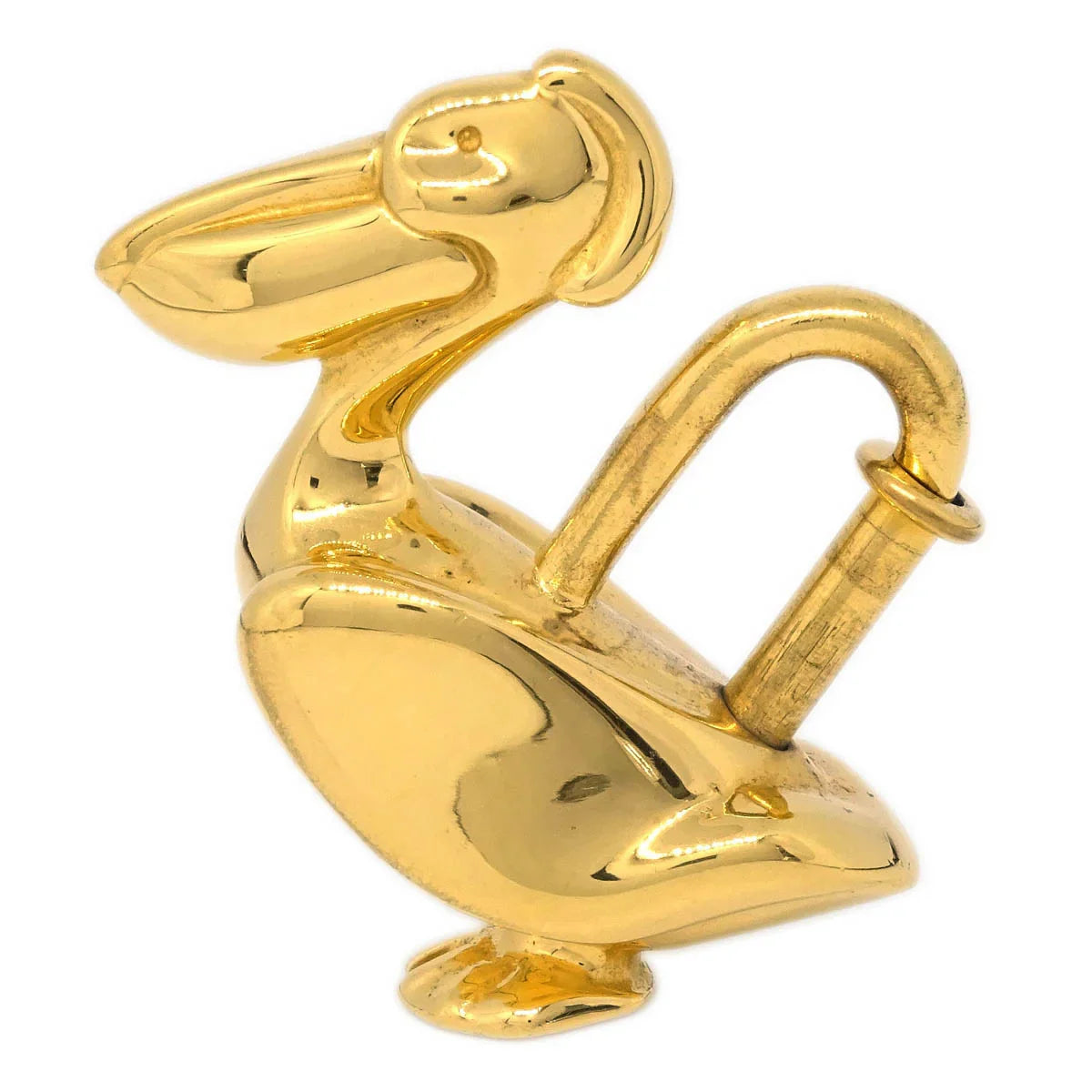 Hermes Pelican Motif 1992 Limited Cadena Padlock Gold Bag Charm