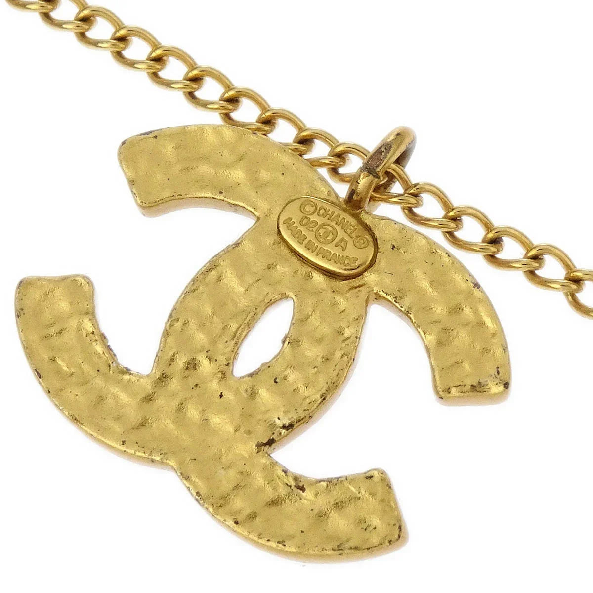 Chanel CC Chain Necklace Pendant Gold Black 02A