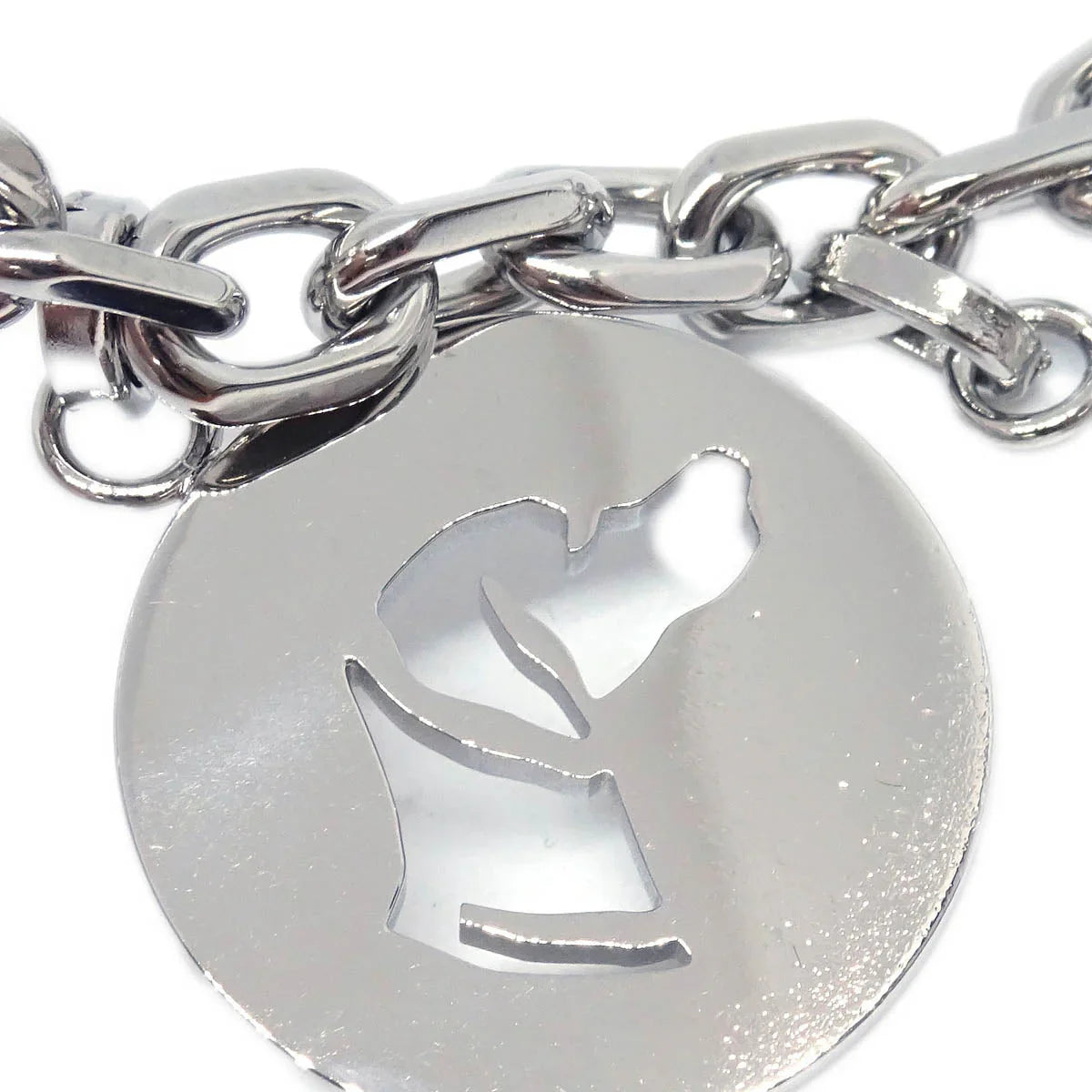 Hermes Amulet Bull Lock Key Holder Bag Charm Silver Small Good