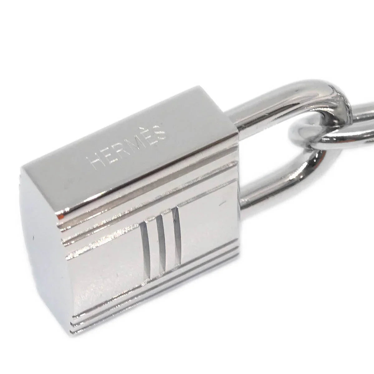 Hermes Amulet Bull Lock Key Holder Bag Charm Silver Small Good