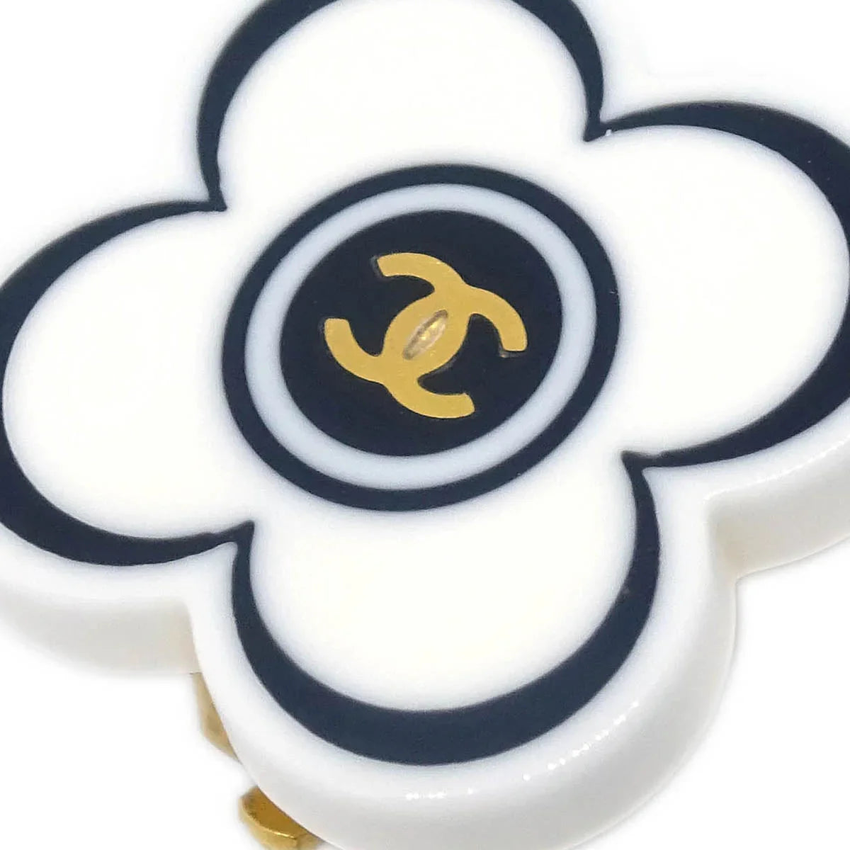 Chanel Flower Earrings Clip-On White 02P