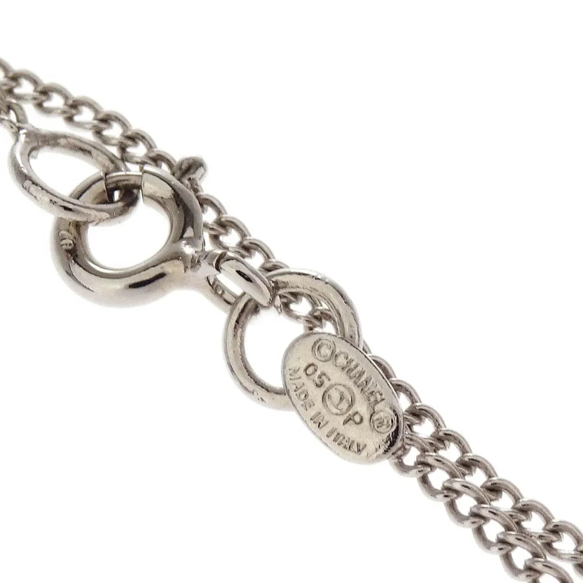 Chanel Silver CC Camellia Chain Pendant Necklace 05P