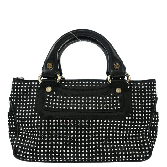 Celine Black Satin Rhinestone Mini Boogie Handbag