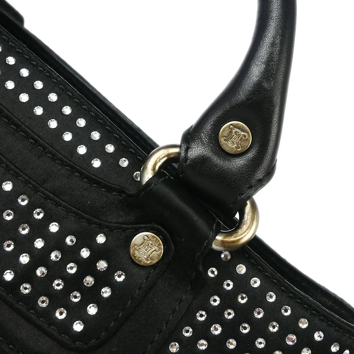 Celine Black Satin Rhinestone Mini Boogie Handbag