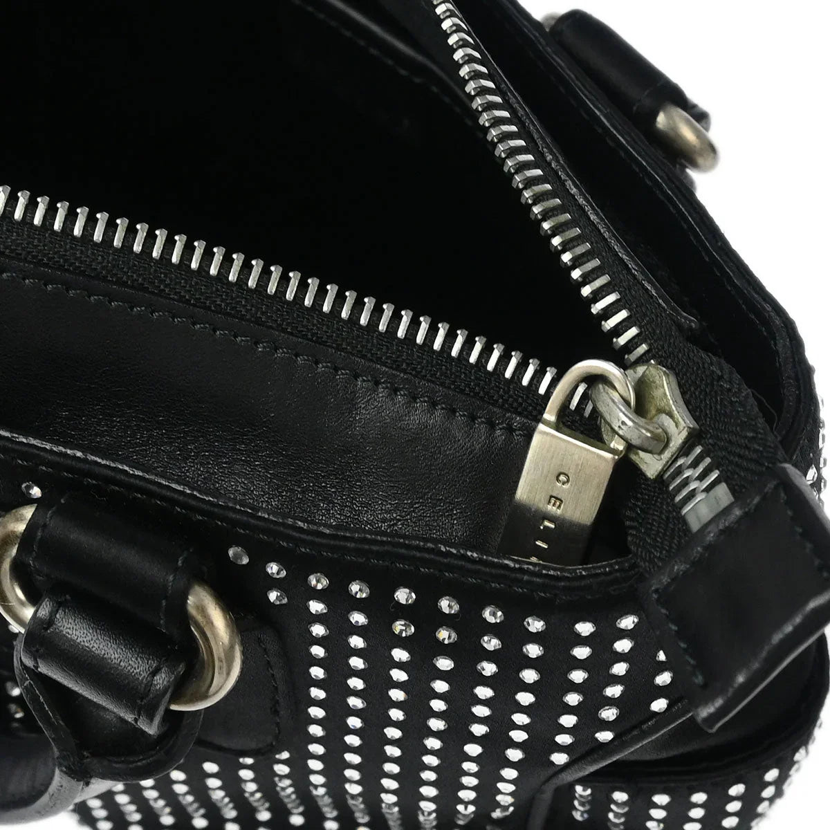 Celine Black Satin Rhinestone Mini Boogie Handbag