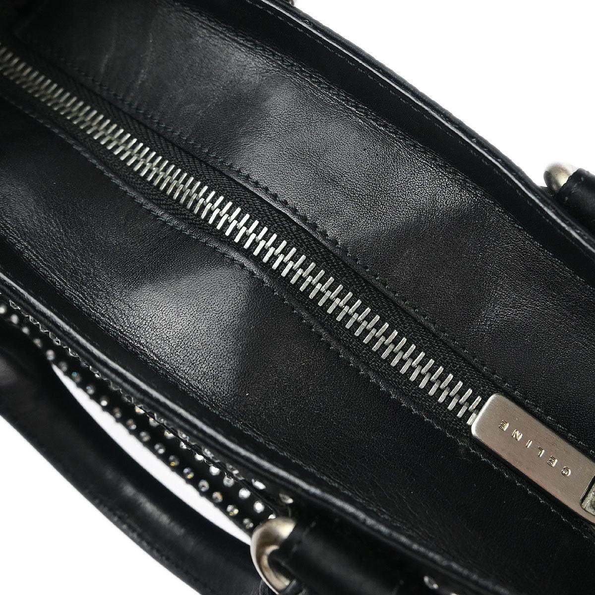 Celine Black Satin Rhinestone Mini Boogie Handbag