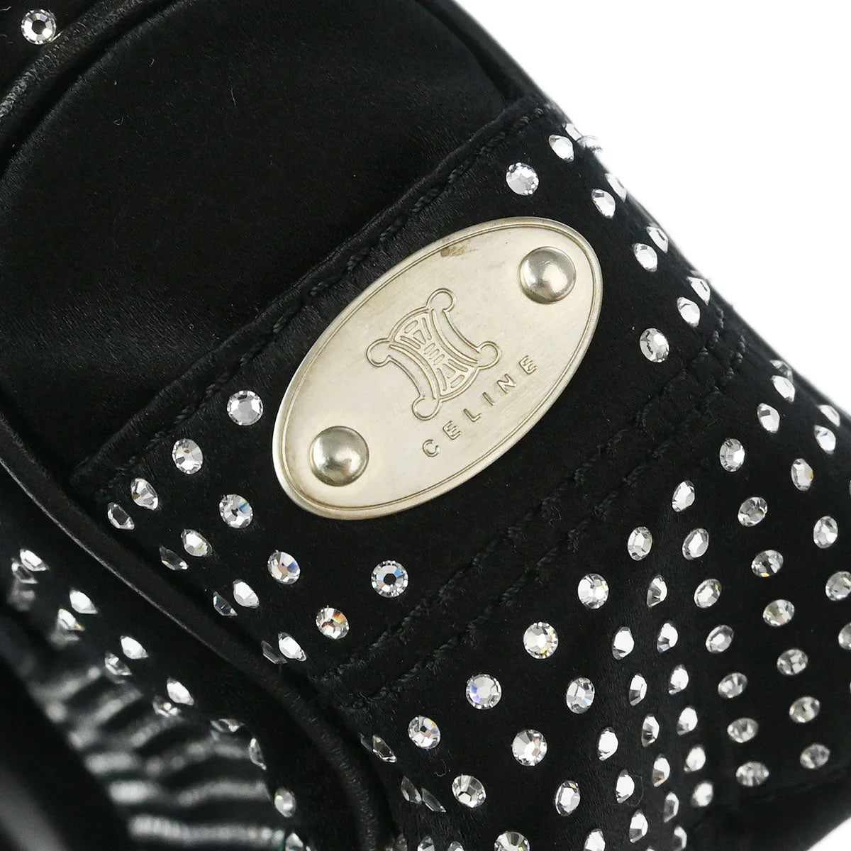 Celine Black Satin Rhinestone Mini Boogie Handbag