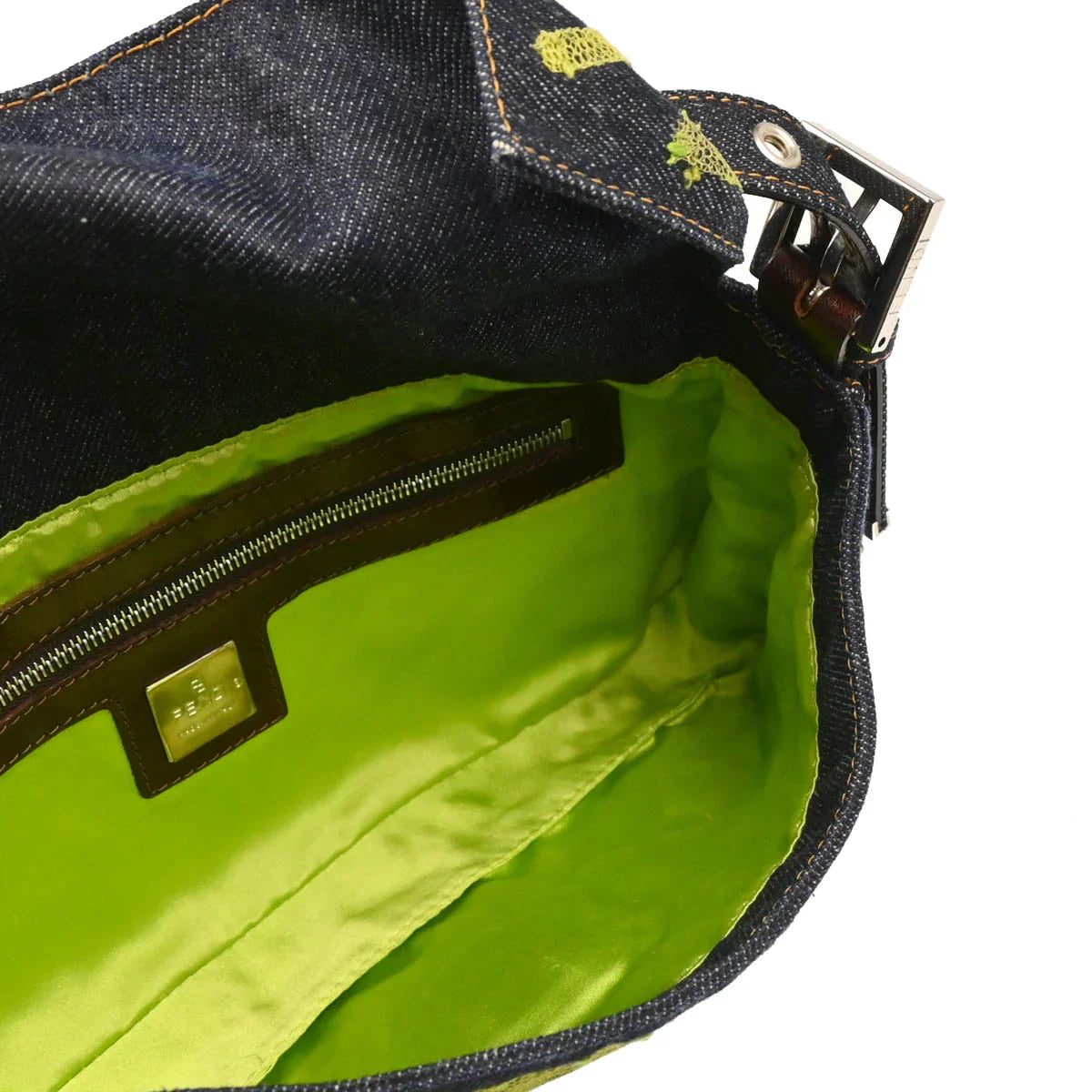 Fendi 1990-2000s Navy Denim Baguette Handbag