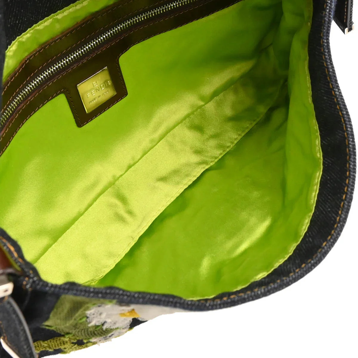 Fendi 1990-2000s Navy Denim Baguette Handbag