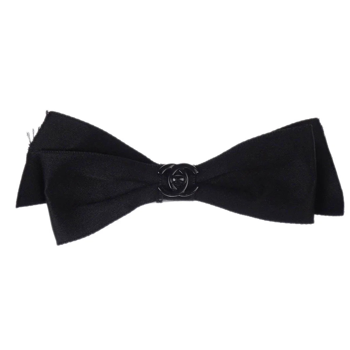 Chanel Turnlock Bow Satin Barrette Hair Accessories Black
