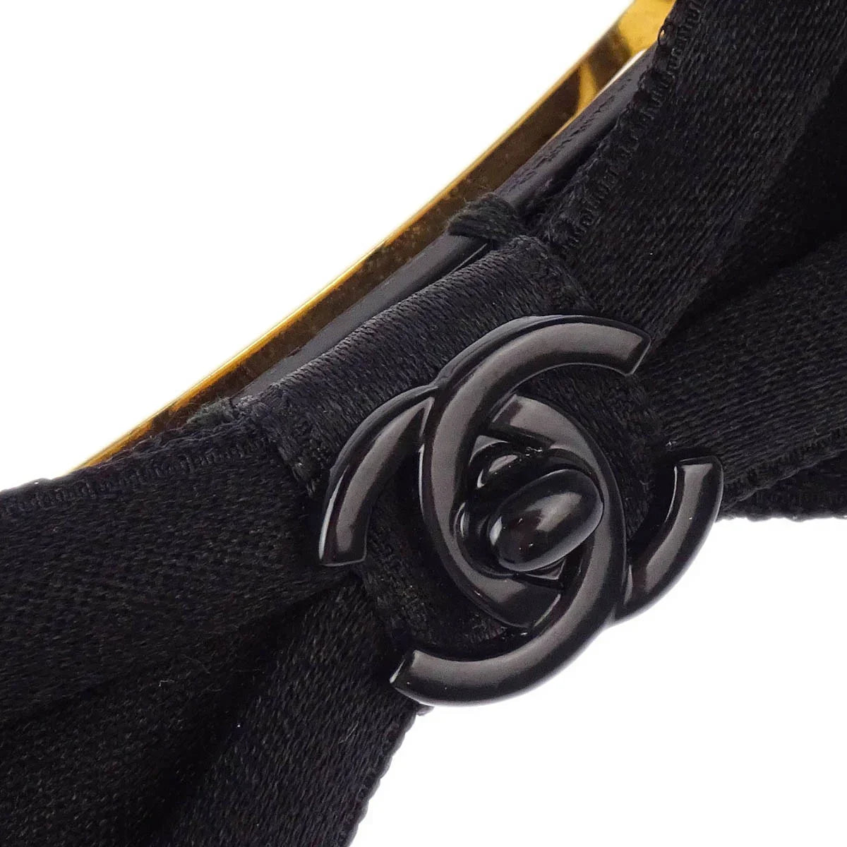 Chanel Turnlock Bow Satin Barrette Hair Accessories Black
