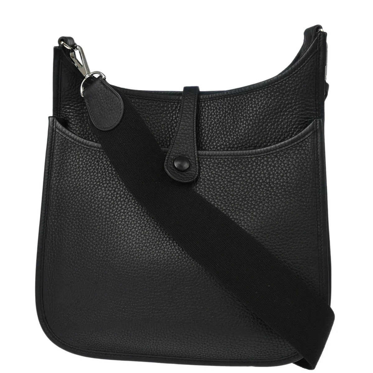Hermes 2006 Black Taurillon Clemence Evelyne 2 PM Shoulder Bag