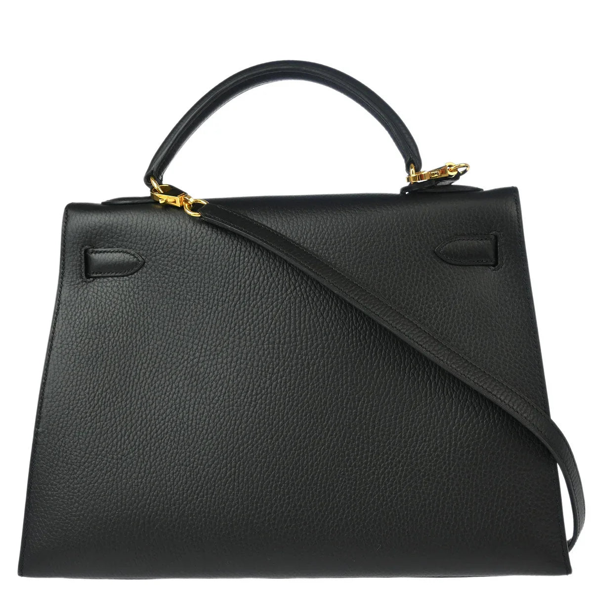 Hermes 1998 Black Ardennes Kelly 32 Sellier Handbag