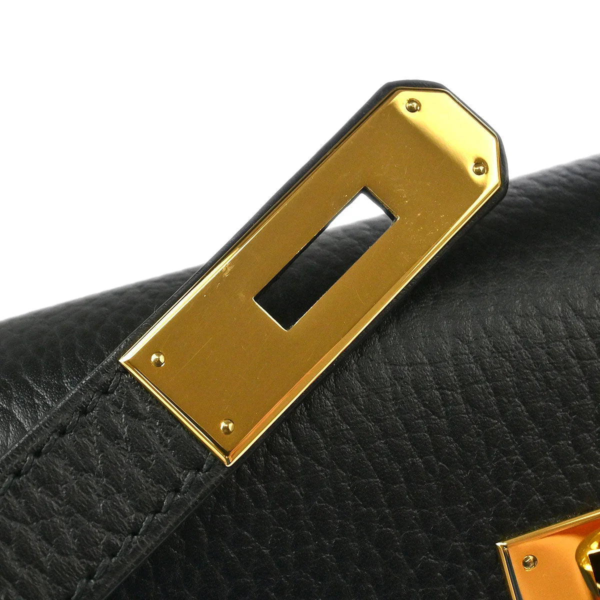 Hermes 1998 Black Ardennes Kelly 32 Sellier Handbag