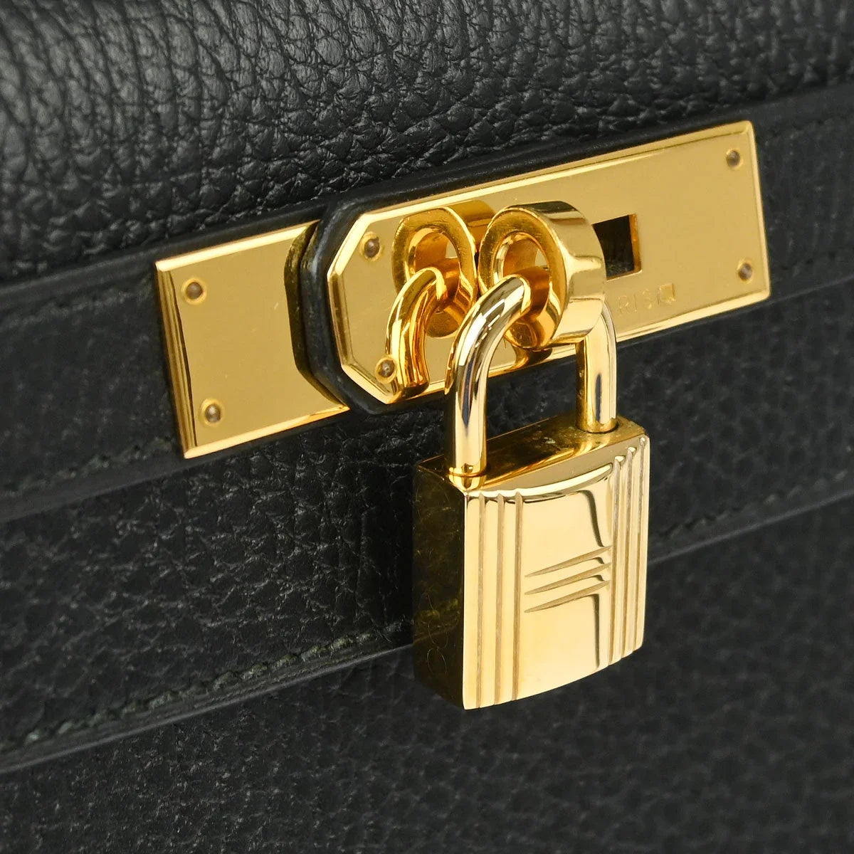 Hermes 1994 Black Ardennes Kelly 28 Sellier 2way Shoulder Handbag