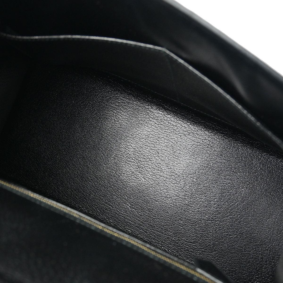 Hermes 1994 Black Ardennes Kelly 28 Sellier 2way Shoulder Handbag
