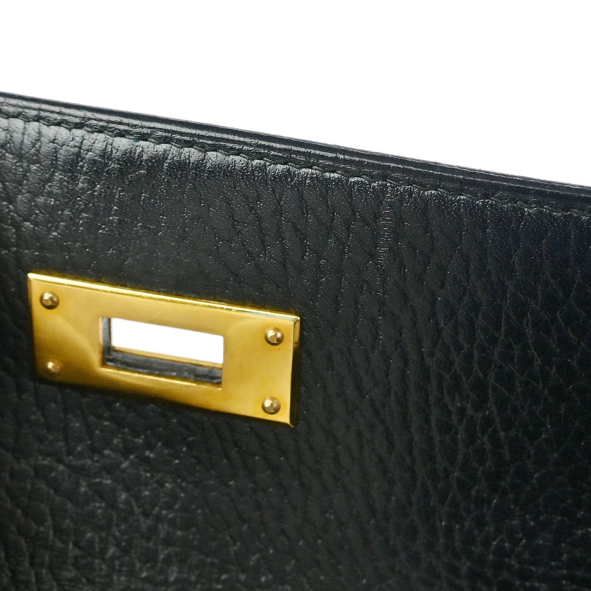 Hermes 1994 Black Ardennes Kelly 28 Sellier 2way Shoulder Handbag
