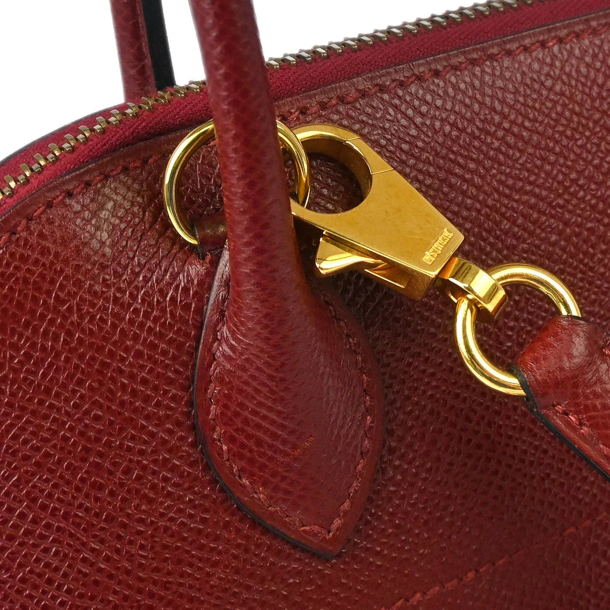 Hermes 1996 Rouge H Courchevel Bolide 27 2way Shoulder Handbag