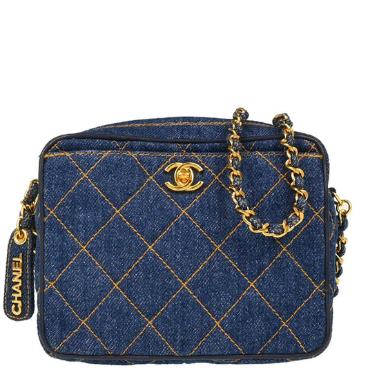Chanel 1996-1997 Indigo Denim Camera Bag Mini Shoulder Bag