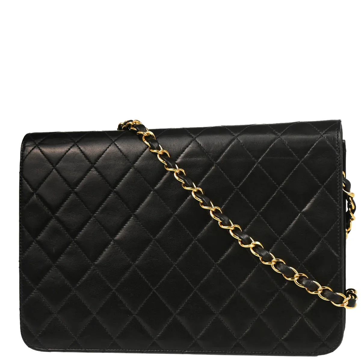 Chanel 2000-2001 Black Lambskin Turnlock Medium Half Flap Shoulder Bag