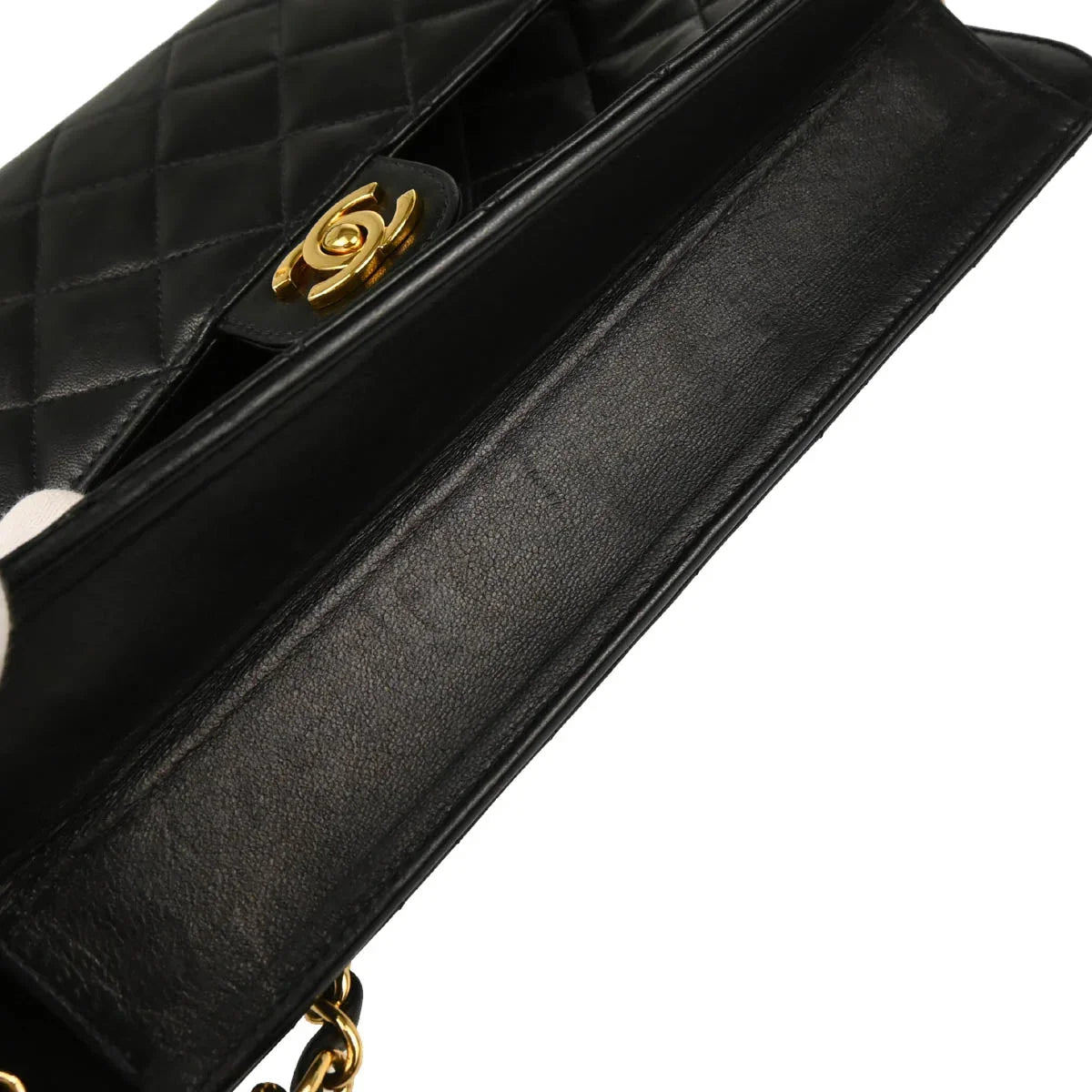 Chanel 2000-2001 Black Lambskin Turnlock Medium Half Flap Shoulder Bag