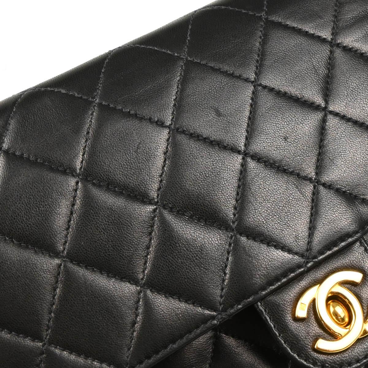 Chanel 2000-2001 Black Lambskin Turnlock Medium Half Flap Shoulder Bag