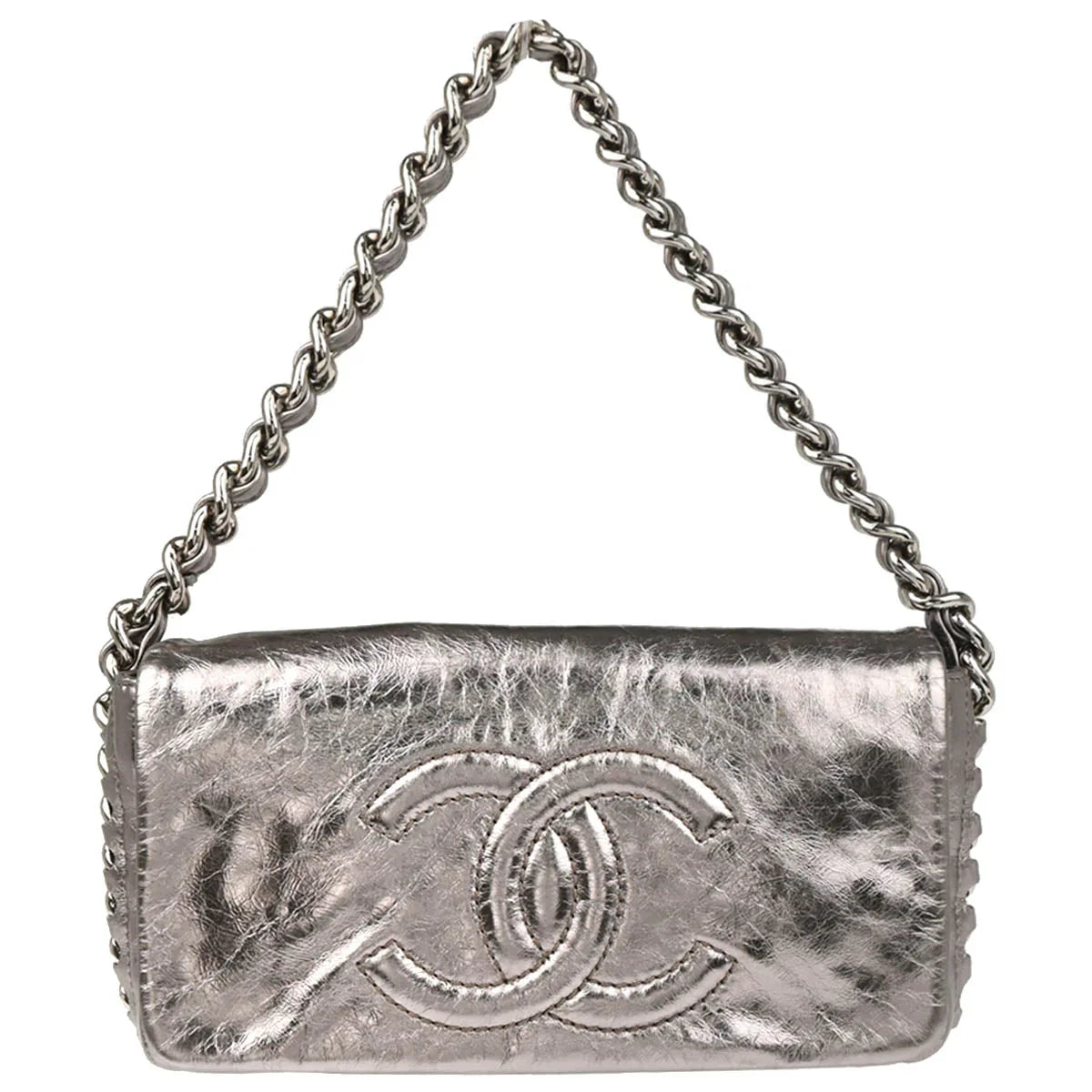 Chanel 2008-2009 Metallic Silver Calfskin Luxury Handbag