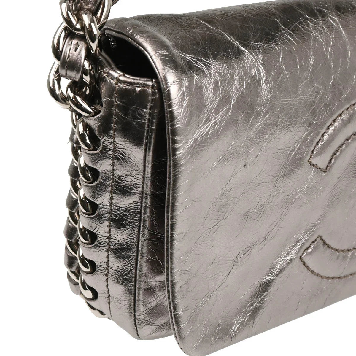 Chanel 2008-2009 Metallic Silver Calfskin Luxury Handbag