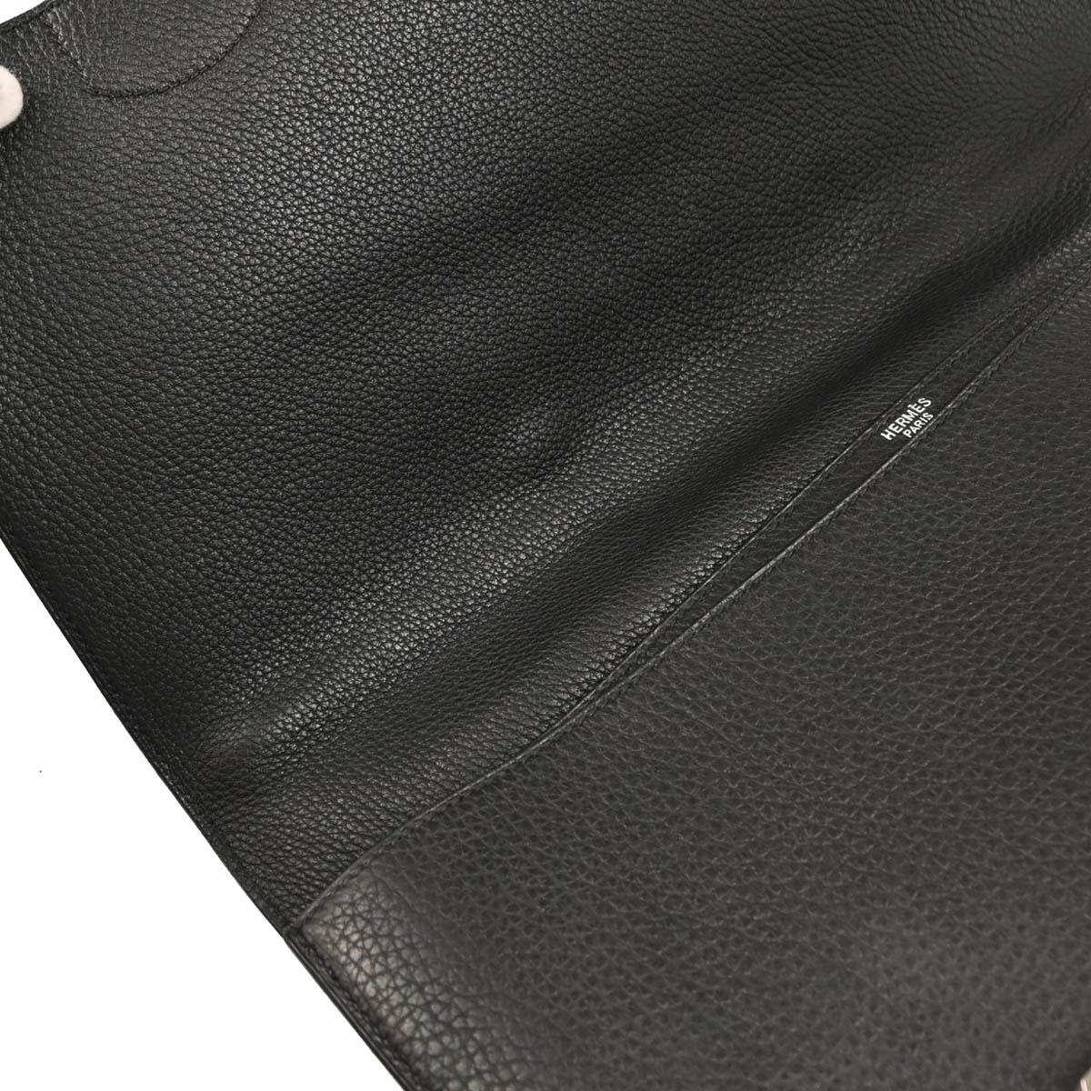 Hermes 2005 Black Fjord Sac a Depeches 41 Business Handbag