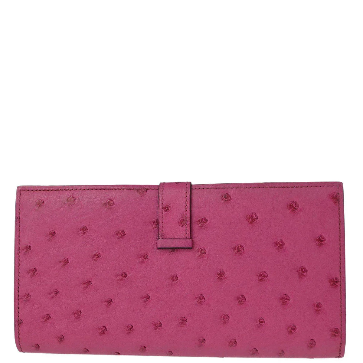 Hermes * 2006 Fuschia Pink Ostrich Bearn Soufre Long Wallet
