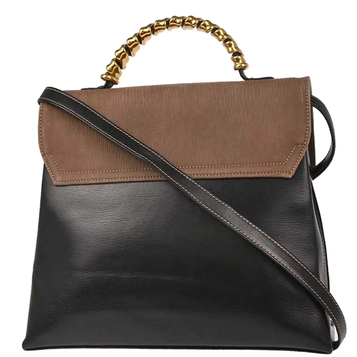 Loewe Black Brown Leather Velazquez 2way Shoulder Handbag