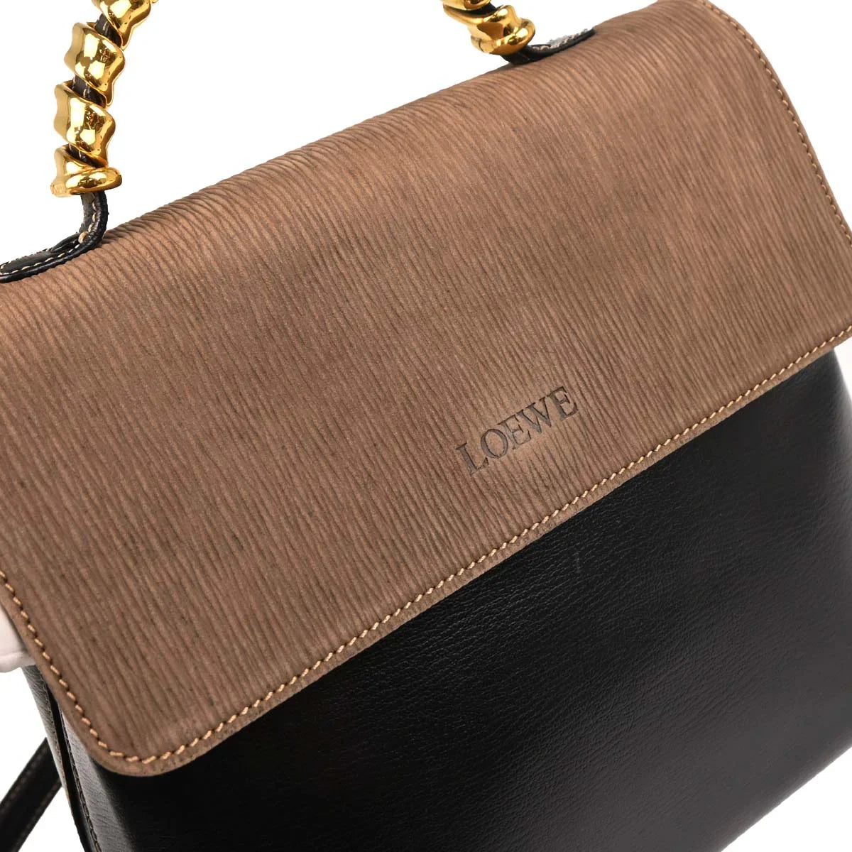 Loewe Black Brown Leather Velazquez 2way Shoulder Handbag