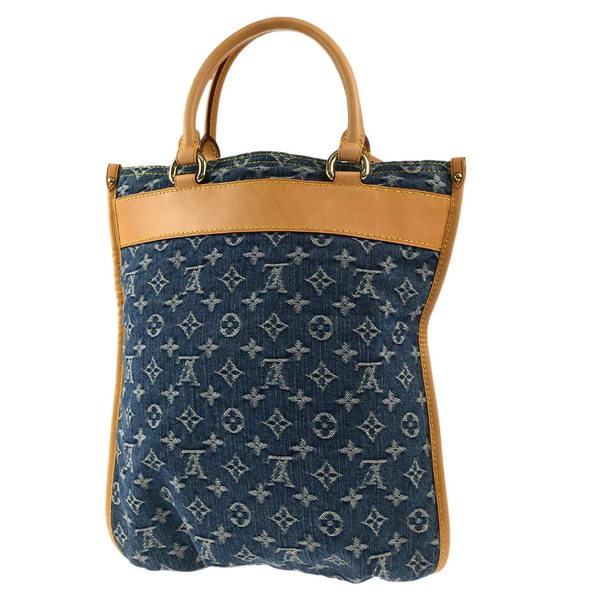 Louis Vuitton 2005 Monogram Denim Flat Shopper Tote Handbag M95018