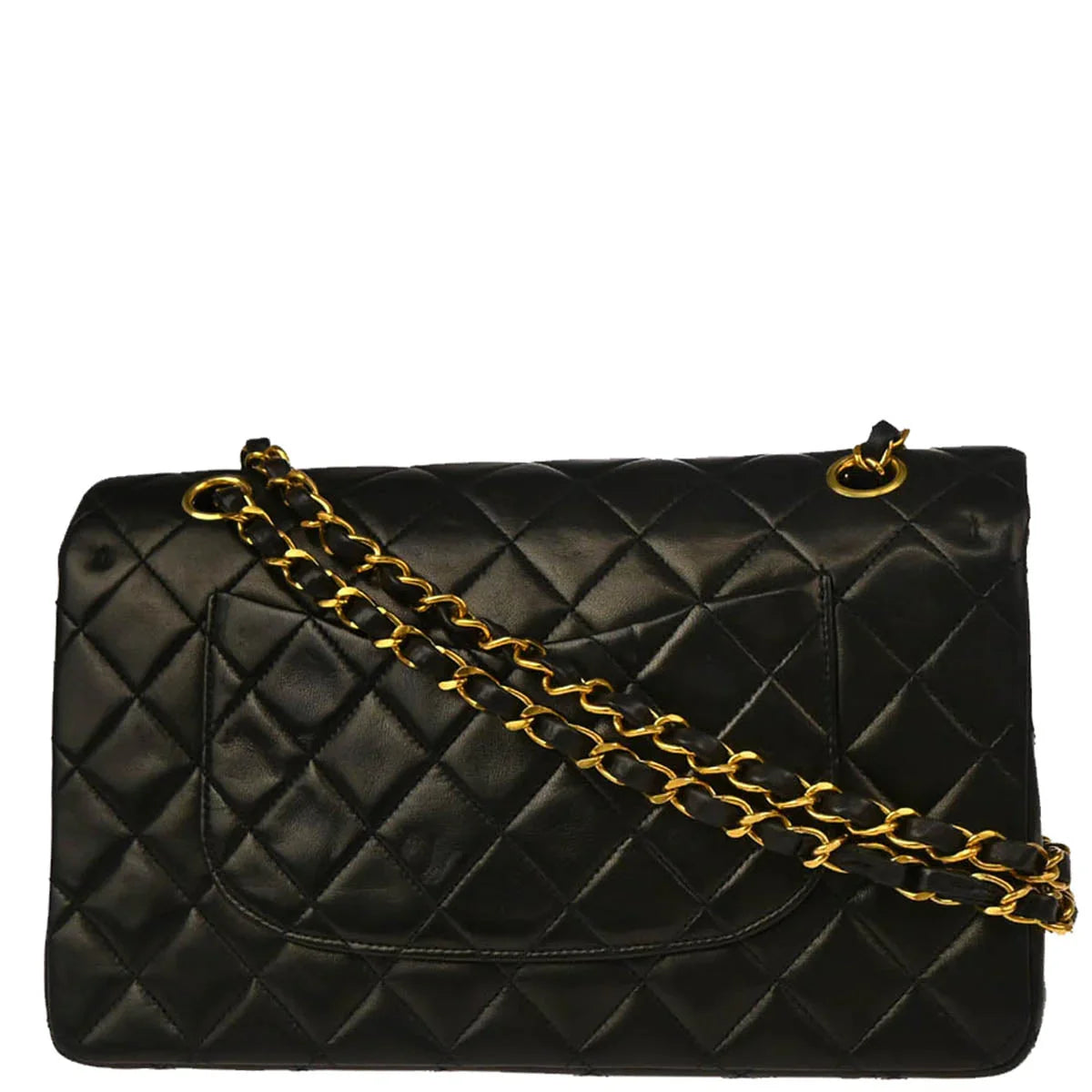 Chanel 1994-1996 Black Lambskin Medium Classic Double Flap Shoulder Bag