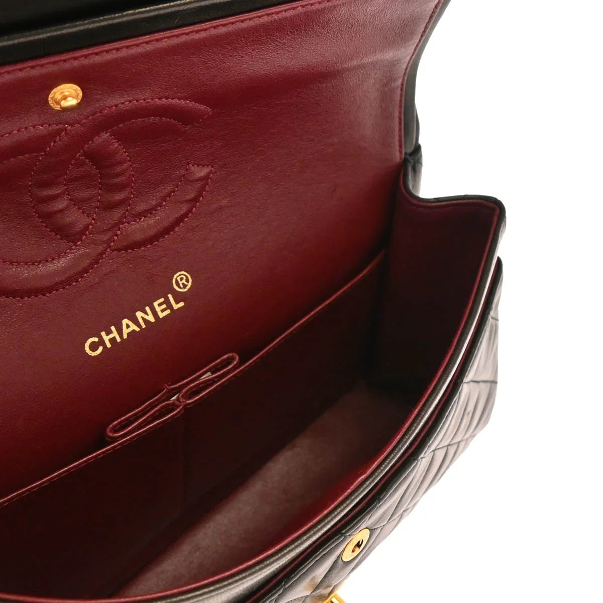 Chanel 1994-1996 Black Lambskin Medium Classic Double Flap Shoulder Bag