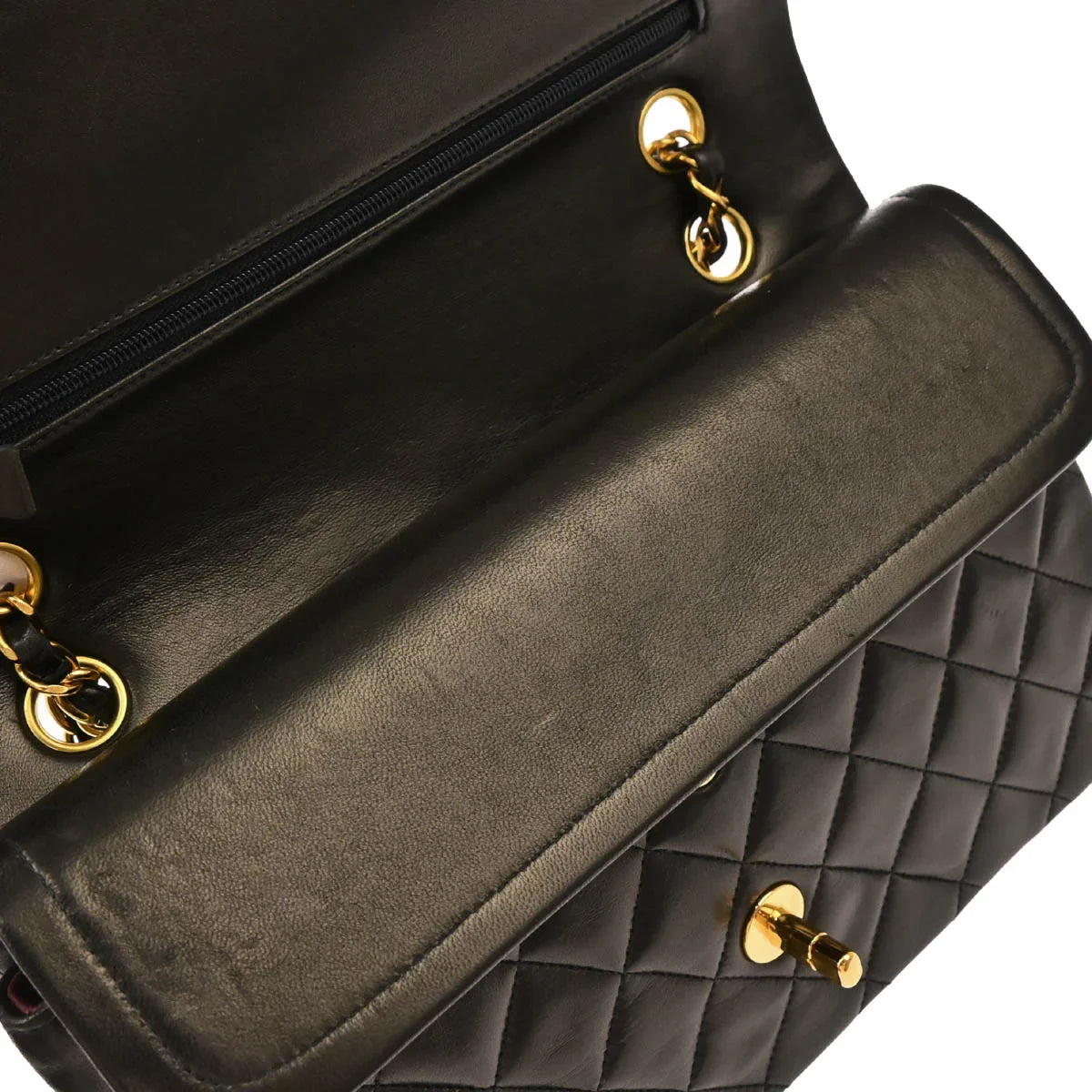 Chanel 1994-1996 Black Lambskin Medium Classic Double Flap Shoulder Bag