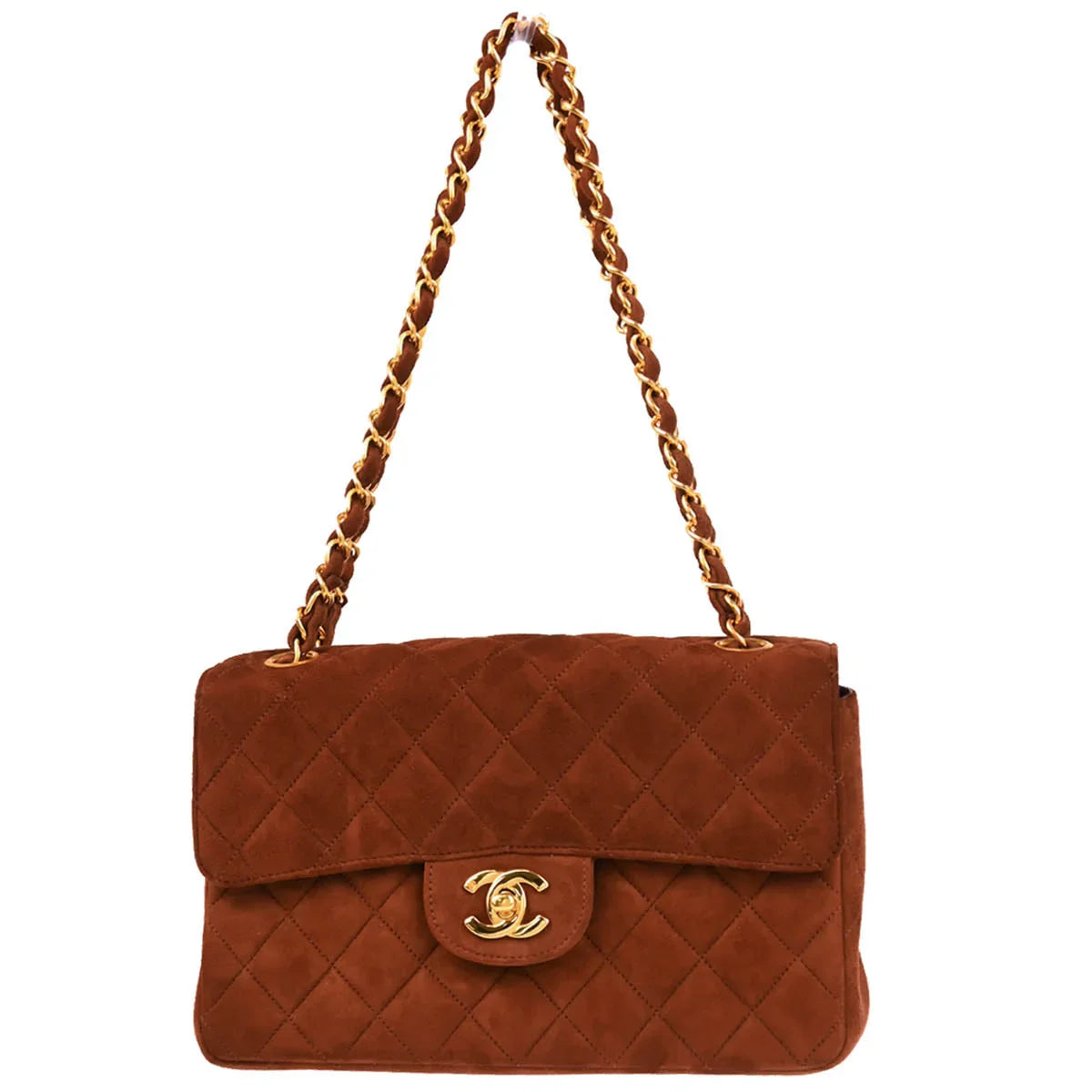 Chanel 1996-1997 Brown Suede Double Sided Classic Flap Shoulder Bag