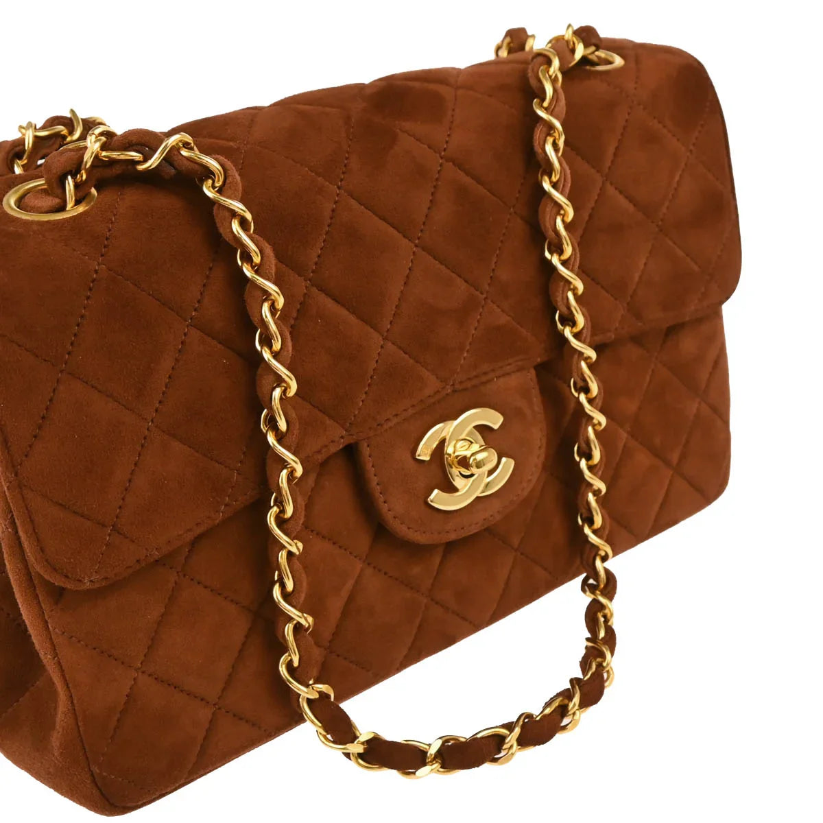 Chanel 1996-1997 Brown Suede Double Sided Classic Flap Shoulder Bag