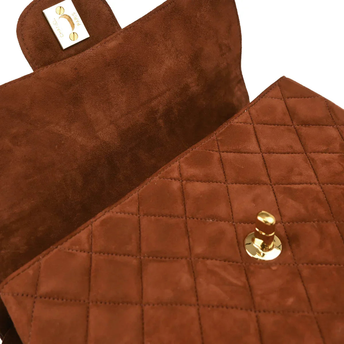 Chanel 1996-1997 Brown Suede Double Sided Classic Flap Shoulder Bag