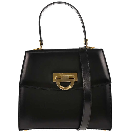 Celine Black Leather 2way Shoulder Handbag