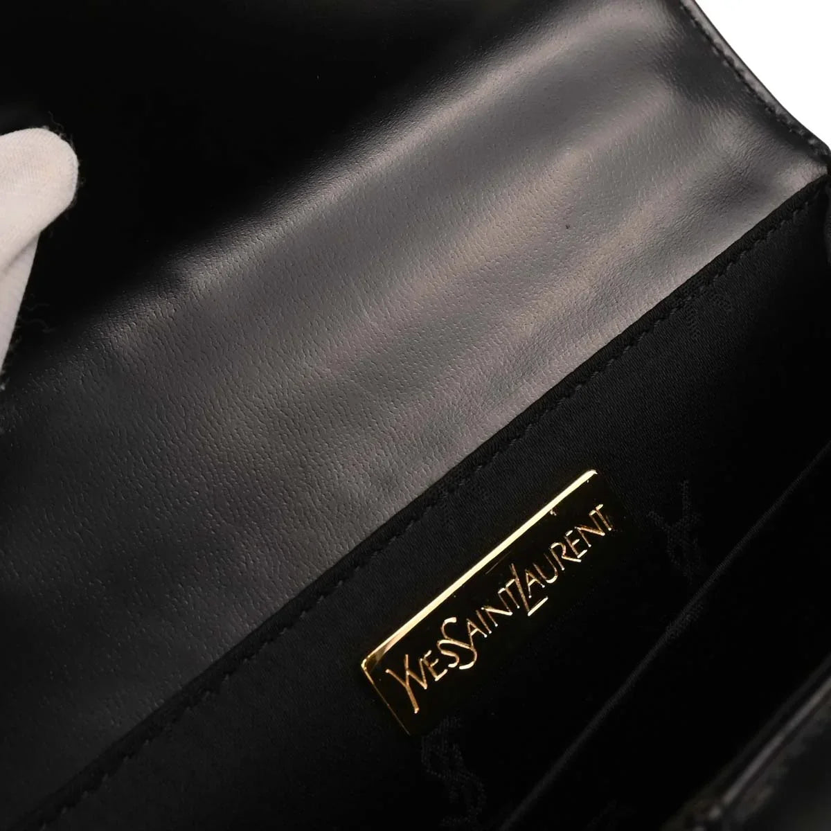 Yves Saint Laurent Black Leather 2way Shoulder Handbag