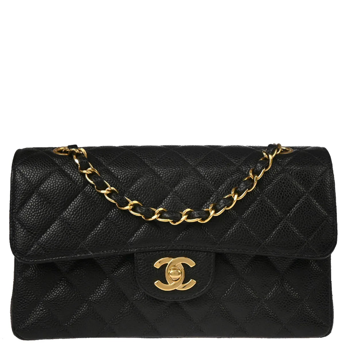 Chanel 2003-2004 Black Calfskin Small Classic Double Flap Shoulder Bag