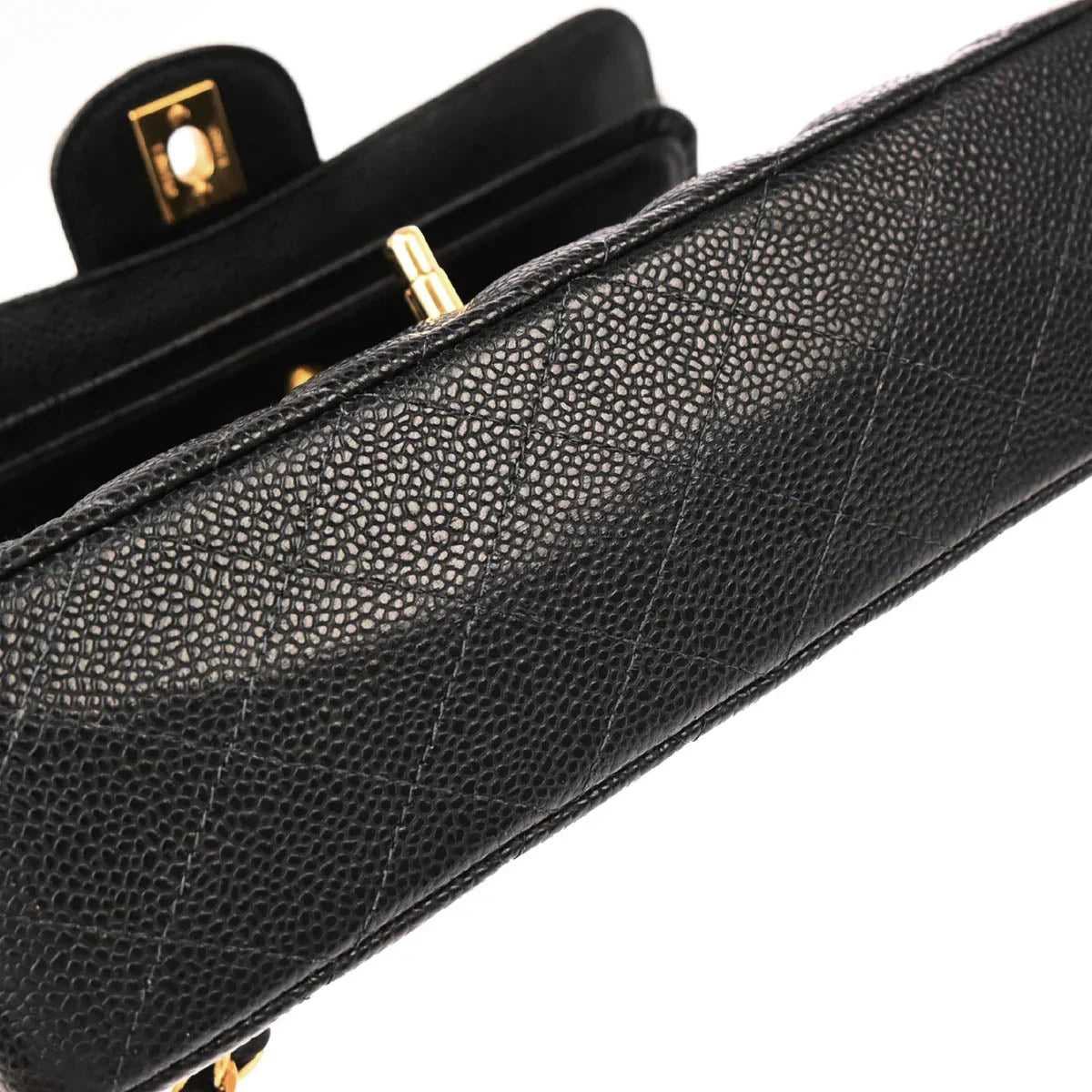 Chanel 2003-2004 Black Calfskin Small Classic Double Flap Shoulder Bag
