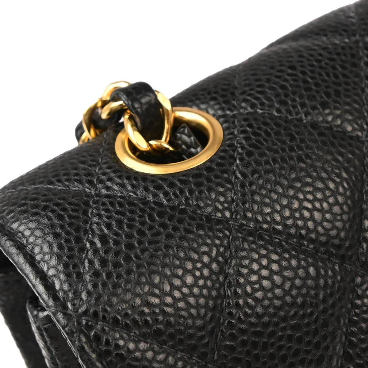 Chanel 2003-2004 Black Calfskin Small Classic Double Flap Shoulder Bag
